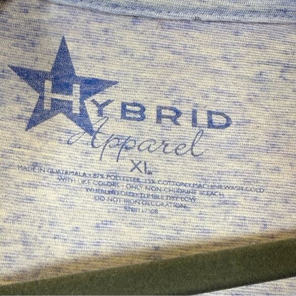 Hybrid Apparel Graphic Tee Heathered Blue, Happy Camper. Size XL. Good used cond - Picture 3 of 4